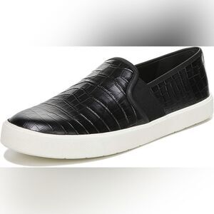 Vince Black Croc-Embossed Slip-On Sneakers